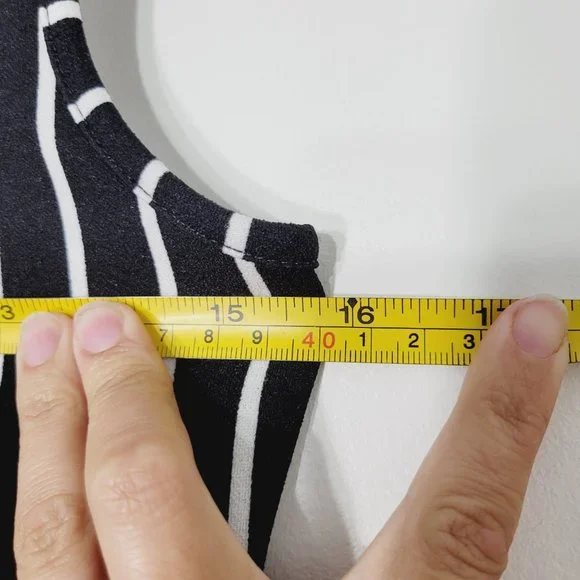 Poison Ivy Sleeveless Sheath Dress Bodycon Black White Striped Scoop Neck S - Picture 7 of 8